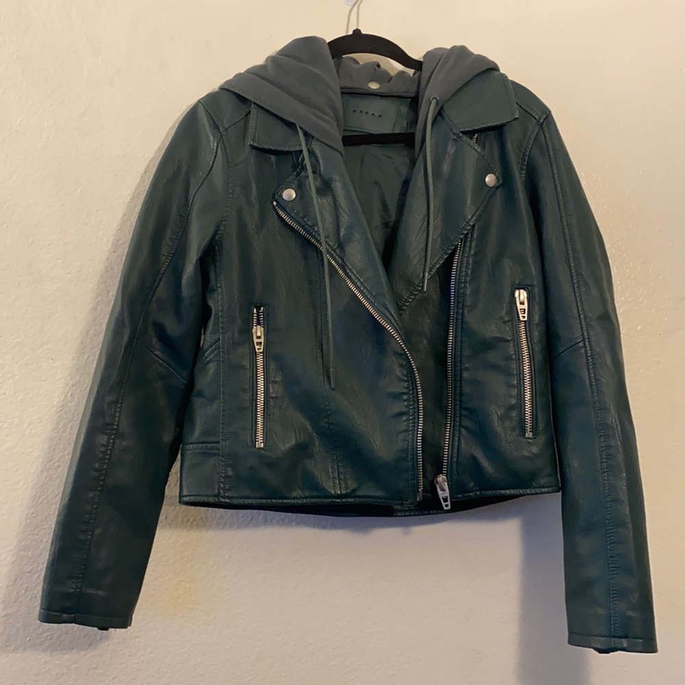 Blank NYC | Green Moto Jacket w/ Hood